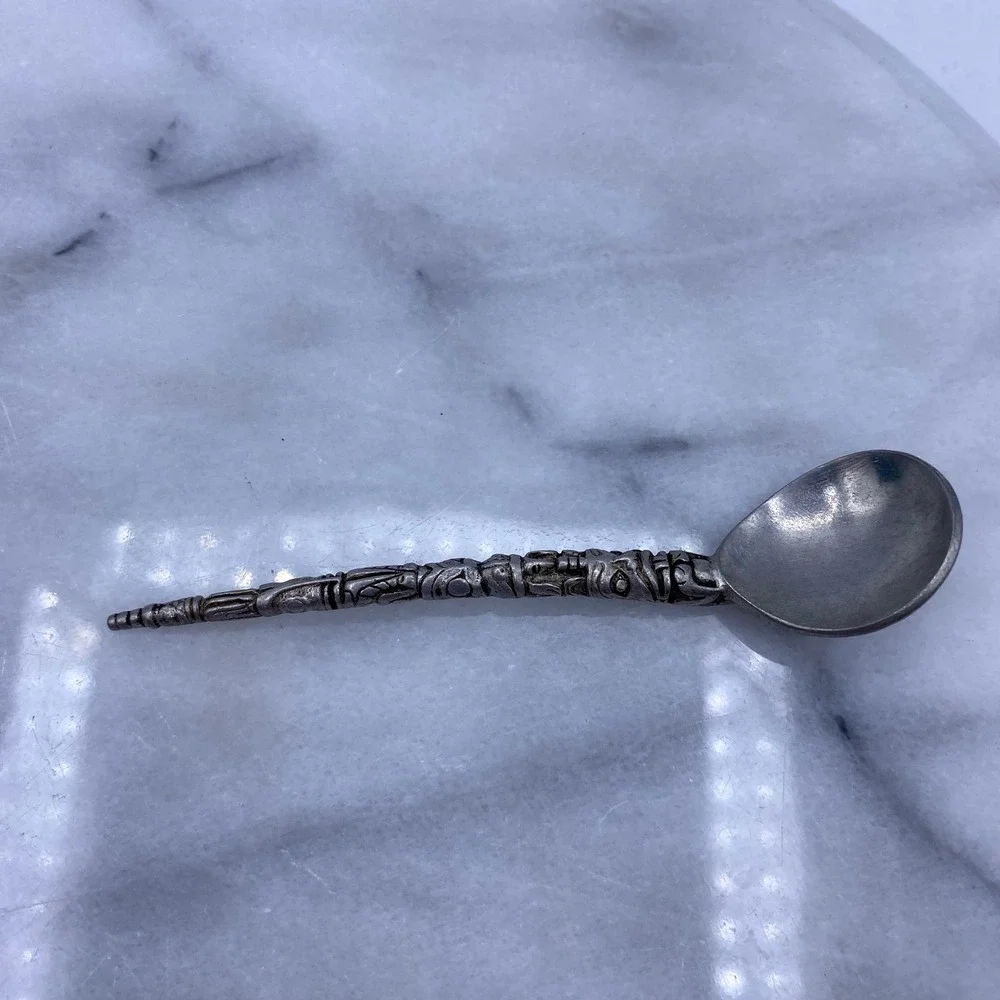 Vintage Boma Canada Totem Pole Souvenir Spoon Silver Pewter Indigenous Artisan